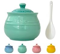 Dowbom Sugar Bowl With Lid And Spoon, Colorful Sugar Jar, Sugar Pot Storage Jar, Sugar Container, Sugar Dish (Green,250ml)