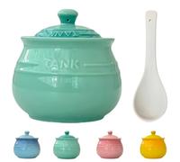 Dowbom Sugar Bowl With Lid And Spoon, Colorful Sugar Jar, Sugar Pot Storage Jar, Sugar Container, Sugar Dish (Green,600ml)