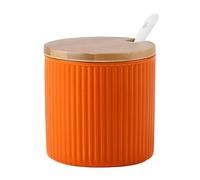 Dowbom Sugar Bowl With Lid And Spoon, Sugar Jar, Sugar Pot, Sugar Dish, Storage Jar, Sugar Container (Orange)