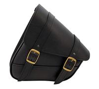 Dowco Willie & Max Black Synthetic Leather Brass Monkey Motorcycle Swingarm Bag for Softail/Triangulated Swingarm Models - Brass Buckles - Made in USA [59776-08]