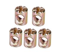 Dowel Barrel Nuts ， M6 Cross Dowel Barrel Nut For Furniture 10mm 12mm Zinc Plated Pack Of 2 5 10 Pcs(M6 (5pcs),12mm)
