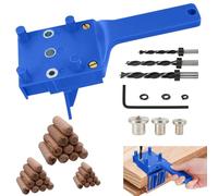 Dowel Jig Kit with Drill Guide Block, 41Pcs Woodworking Dowel Jig 6/8/10mm Handheld Drill Guide Bit Tools Professional Doweling Hole Saw Tools Metal Sleeve Wood Drilling Set