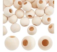 Dowel Rod Wood Sticks，30Pcs End Caps 15mm in Diameter Half Drilled Wooden Solid Crafting Beads 6mm/0.2 Inch Hole for Crafts Round Unfinished Ball for Arts and(15x13.5mm)
