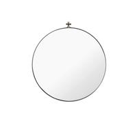 Dowel Round Mirror Large Steel/ Walnut