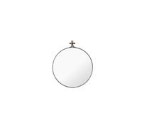 Dowel Round Mirror Small Steel/ Walnut