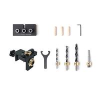 Doweling Jig Kit 8/10/15mm Pocket Hole Jig Set with Positioning Clip Adjustable Hole Drill Guide Puncher Locator Joint Connector