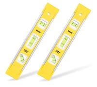 Dowell 23cm Magnetic Box Level Torpedo Level (2Pcs), 3 Different Bubbles/45°/90°/180°Measurement Shock Resistant Torpedo Level
