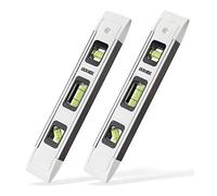 DOWELL Magnetic Torpedo Level Mini Bubble Level Box Spirit Level Alloy Frame 180/90/45 Degree 9-Inch (2, White)