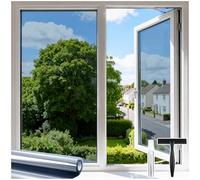 DOWELL One Way Window Film Privacy Silver 75×300cm, Heat Reflective Mirror Window Tint Film for Glass Windows Anti Glare UV, Sun Blocker Static Cling with Tools See Out Not In for Home, Office