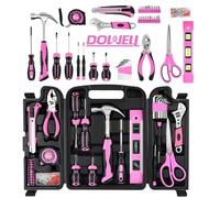 DOWELL Pink Tool Kit for Women, Girls, Ladies, 123 Pieces, with Tool Box