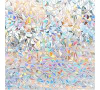 DOWELL Rainbow Window Film Privacy Stained Glass Window Film Non-Adhesive 3D Static Cling Glass Stickers Removable Vinyl Decorative Coverings Rainbow Effect Anti UV for Home Office 90 x 200 cm
