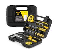 DOWELL Tool Set 9-Pieces Kid Starter Beginner Student Dorm Home Office Repair Tool Kit with Toolbox Storage Case