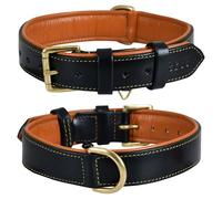 DowgClub | Genuine Leather Dog Collar | Full Grain, Heavy Duty | Comfortable, Strong | Best for Pups, Small, Medium & Large Breeds | Brown, Black, Tan (Large (Fit Neck Size 18.5"-22.5"), Black)