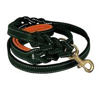 DowgClub Genuine Leather Dog Leash 6 FT Heavy Duty Handmade Braided Small Medium Large XL Dogs Double Handle Design with D-Ring, Padded and Traffic Handle, 6