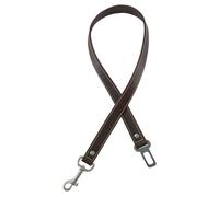 DowgClub Genuine Leather Dog seat Belt for car, Safe Distraction Free Driving, Heavy-Duty Design with Military Grade Hardware, Harness for Small, Medium and Large Pets (Brown, 30")