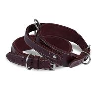 DowgClub | Tactical Dog Collar with Handle, Genuine Saddle Grade Leather Heavy Duty | Comfortable, Padded, Strong | Best for Medium, Large & X-Large Breeds ((XL (Fit Neck Size 22"-26"), Cherry)