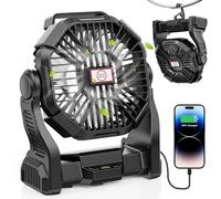 DOWILLDO Portable 30000 mAh Battery Powered Camping Fan - with LED Light, Silent Battery Operated, Camping Equipment for Travel, Tent, Beach, Car or