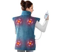 Dowin Thermal Pads for Back Pain Relief, Portable Electric Heating Pad with Massager, Extra Large 24" X 35" Thermal Pad for Neck and Neck Cramps