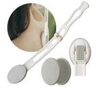 DOWMI Lotion Applicator for Back - 3-1 Foldable, Cream, Sunscreen, Ointment Applicator, 19" Long Handle, Body Massage Tool - 1 Body Brush Pad, 1 Lotion Pad Included