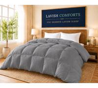 Down Alternative Comforter King Grey - Fluffy Duvet Insert - Puffy Premium All Season Winter - Luxury Breathable Hotel Plush Comforter - Eco-Compressed New Box Packaging - King Grey 104x86 inches