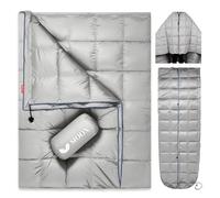 Down Camping Blanket - Packable Down Camping Quilt Backpacking Lightweight Waterproof Outdoor Hiking Stadium Warm Puffy Sleeping Bag 55"x79" Water Resistant Camp Travel Blanket, Green Orange