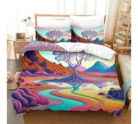 Down Duvet Cover Set Psychedelic 3 Piece Duvet Cover Sets superfine fiber Luxury Soft Comforter Cover for All Season Size: 220X240cm (1 quilt cover with 2 pillowcases)