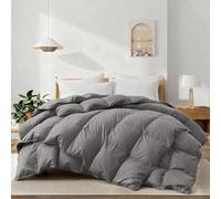 Down Feather Fiber Comforter Oversize King Size,Premium Ultra-Soft Breathable Comforter High Fill Power Grey Duvet Insert,All Season Hotel Luxury Bedding Comforters with 8 Tabs,Baffle Box Design
