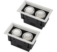 Down lights indoor ceiling recessed light 2pack Canless LED Rectangle Downlight, Multiple Gimbal Recessed Ceiling Lights, Double Head Swivel Spotlights LED Recessed Downlights