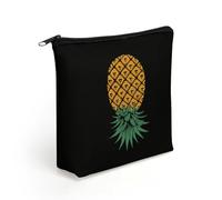 Down Pineapple Travel Makeup Bag Toiletry Cosmetic Pouch Aesthetic Organizer Pencil Case Pen Holder 8.3 X 7.5 Inch