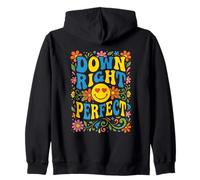 Down Right Perfect Retro Groovy Down Syndrome Awareness Zip Hoodie