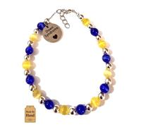 Down Syndrome Awareness Beaded Bracelet, 7.75 Inches, Yellow & Blue Colors, Handbeaded in the USA