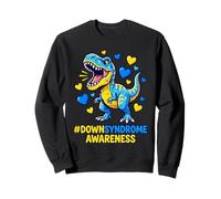 Down Syndrome Awareness Blue Yellow T-Rex Dinosaur Kids Sweatshirt
