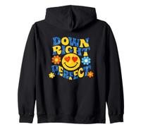 Down Syndrome Awareness Down Right Perfect Retro Groovy Zip Hoodie
