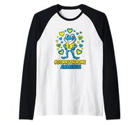 Down Syndrome Awareness Frog Blue Yellow Cartoon Kids Raglan Baseball Tee