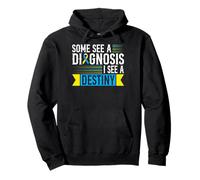 Down Syndrome Mom T21 Awareness Blue and Yellow Ribbon Pullover Hoodie