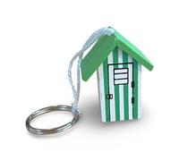 Down the Cove Wooden Beach Hut Keyring/Key Fob (Green)