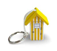 Down the Cove Wooden Beach Hut Keyring/Key Fob (Yellow)