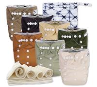 Down to Earth Baby Cloth Pocket Diapers 7 Pack, 7 Bamboo Inserts, 1 Wet Bag by Nora's Nursery