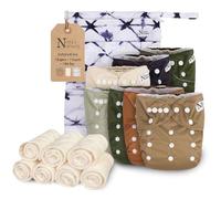 Down to Earth Baby Cloth Pocket Diapers 7 Pack, 7 Bamboo Inserts, 1 Wet Bag by Nora's Nursery