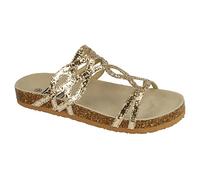 Down To Earth Ladies Cork Effect Glitter Sandals - Gold Glitter - UK Size 4 - EU Size 37 - US Size 6