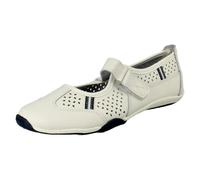 Down to Earth Ladies Down To Earth Casual Flat Leather Hook & Loop Strap Shoes F80066 - White - UK 6