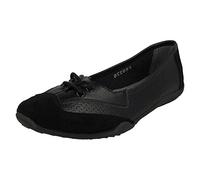 Down To Earth Ladies Flat Comfort Ballerinas - Black Leather - UK Size 3 - EU Size 36 - US Size 5