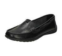 Down To Earth Ladies Leather Loafers F80422 - Black Leather - UK Size 6 - EU Size 39 - US Size 8
