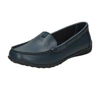 Down To Earth Ladies Leather Loafers F80422 - Navy Leather - UK Size 7 - EU Size 40 - US Size 9