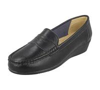 Down To Earth Ladies Leather Loafers F90064 - Black Leather - UK Size 6 - EU Size 39 - US Size 8