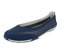 Down To Earth Ladies Suede Leather Ballerinas F80448 - Navy Suede Leather - UK Size 8 - EU Size 41 - US Size 10