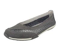 Down To Earth Ladies Suede Leather Ballerinas F80448 - Pewter Suede Leather - UK Size 4 - EU Size 37 - US Size 6