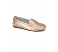 Down to Earth Leather Classic Penny Loafers With Stitched Apron Detail