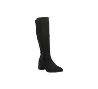 Spot On Ladies Block Heel Wide Fitting Knee High Boots F51256 - Black Microfibre - UK Size 7 - EU Size 40 - US Size 9