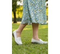 Down To Earth Women's Classic Wedge Loafer with Slip On Comfort Design in Soft White | Size: 7 Down To Earth Soft White 7
